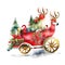 Watercolor Christmas carriage with reindeer and gifts on white background Generative AI Generative AI