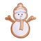 Watercolor christmas cookie of cute snowman with beanie hat and scarf