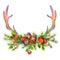 Watercolor Christmas Garland and Deer Antler