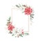 Watercolor Christmas golden frames with flowers roses and poinsettia. Holiday decor elements for the New Year