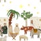 Watercolor Christmas nativity scene pattern on white background