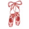Watercolor Christmas Nutcracker, ballet pointe shoes