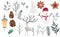 Watercolor Christmas object collection with christmas tree,snowman,reindeer.Vector illustration for icon,logo,sticker,printable