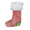 Watercolor christmas red and green stocking