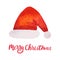 Watercolor Christmas Santa hat. Bright Holiday decoration. Xmas design elements. Vector illustration