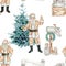 Watercolor Christmas Santa seamless pattern digital paper illustration