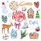 Watercolor Christmas set of clipart illustration