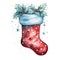 Watercolor Christmas stockings. Generative AI.