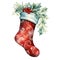 Watercolor Christmas stockings. Generative AI.