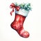 Watercolor Christmas stockings. Generative AI.