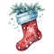 Watercolor Christmas stockings. Generative AI.