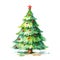 Watercolor Christmas Trees. Clipart. AI generated