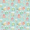 Watercolor Christmas winter houses Seamless pattern. Kids cartoon House with wooden door, luminous windows, snow on the