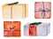 Watercolor Christmas wrapped presents with a bow isolated illustration. Winter greeting card elements