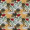 Watercolor Chrysanthemum illustration floral seamless pattern