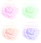 Watercolor circles with rose drawn shape