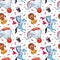 Watercolor circus seamless pattern