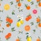 Watercolor citrus vector pattern