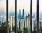 Watercolor of Cityscape overlooking Kuala Lumpur skyline from high rise