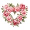 Watercolor Classic Valentine Clipart, Roses in the shape of a heart , Ai Generate