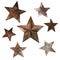 Watercolor clipart old rusty bronze metal stars. Vintage design for greeting card, poster, logo.