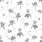 Watercolor clover isolated on white in black and white. Gentle seamless pattern with blooming pink clover. Cute