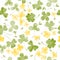 Watercolor Clover and little flowers seamless vector pattern