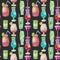 Watercolor cocktails seamless pattern