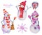 Watercolor collection of Christmas snowmen