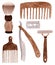 Watercolor collection, comb, brush, razor isolated on a white background. Barber tools, father's day, birthday, etc.