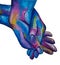 Watercolor Colored hand painting holding hands. Vector illustration