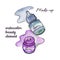 Watercolor colored permanent makeup pigment bottle and splash