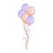 Watercolor colorful balloon bunches. Pastel balloons illustration isolated on white background. Birthday party,wedding decoration.