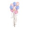 Watercolor colorful balloon bunches. Purple,peach,blue,orange and beige balloons illustration isolated on white background.