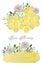 Watercolor colorful big bees combs with flowers and leaves isolated on white background