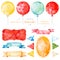 Watercolor colorful collection with multicolored balloons