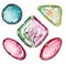Watercolor colorful gemstones collection on white background, elements are isolated.