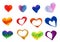 Watercolor colorful hearts clipart set