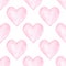 Watercolor colorful hearts seamless pattern. Hand drawn painted texture. Valentines wallpaper background