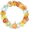 Watercolor colorful pumpkins wreath. Thanksgiving day template. Fall circle frame. Halloween card