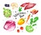 Watercolor colorful set of vegetables