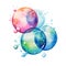 watercolor colorful soap bubbles on white background