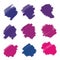 Watercolor colorful splash set, multi-colored blob, paint stains, fill samples, a purple palette of colors. Trend colos.