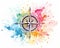 The watercolor compass with colorful Pnt Splash Aquarelle style design is on a nautical or adventure theme.