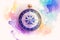 Watercolor Compass Illustration with Colorful Paint Splash. Aquarelle Style Design on Nautical or Adventure Theme for