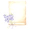 Watercolor composition papyrus, aged sheets of paper with bouquet of wild violet flower with bow and tag Isolated hand