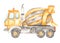 Watercolor construction machines. Concrete mixer truck, concrete truck