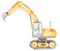 Watercolor construction machines. Excavator. Cute kids illustration