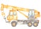 Watercolor construction machines. Truck crane