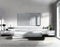 Watercolor of Contemporary grey bedroom rendered